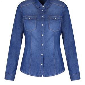 Suit blanco snap up jean shirt